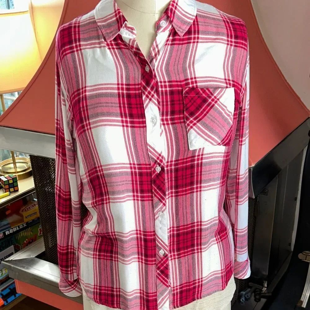 Rails ‘Hunter’ Plaid Shirt 👚 in Raspberry & White SOFT Pocket.